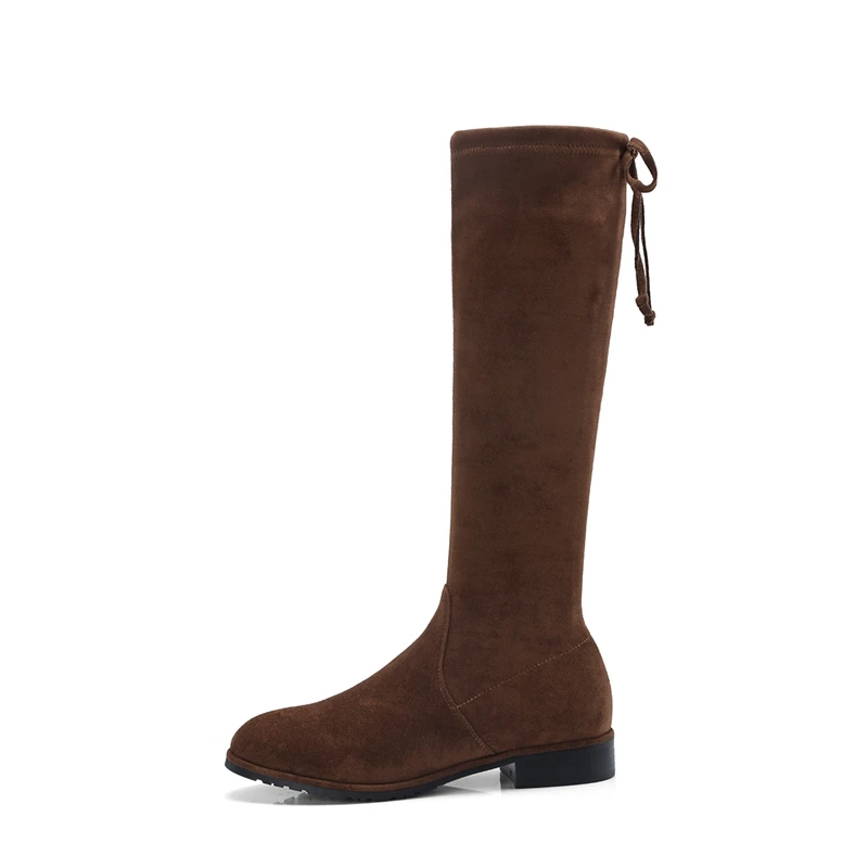 Up Stiefel Lace Quadratische Runde Cr1455 Kappe Med Schwarz Schuhe Starke Winter Black brown gray Heels Mode Frauen Enmayer Flock Kniehohe 6xnwqBROSE