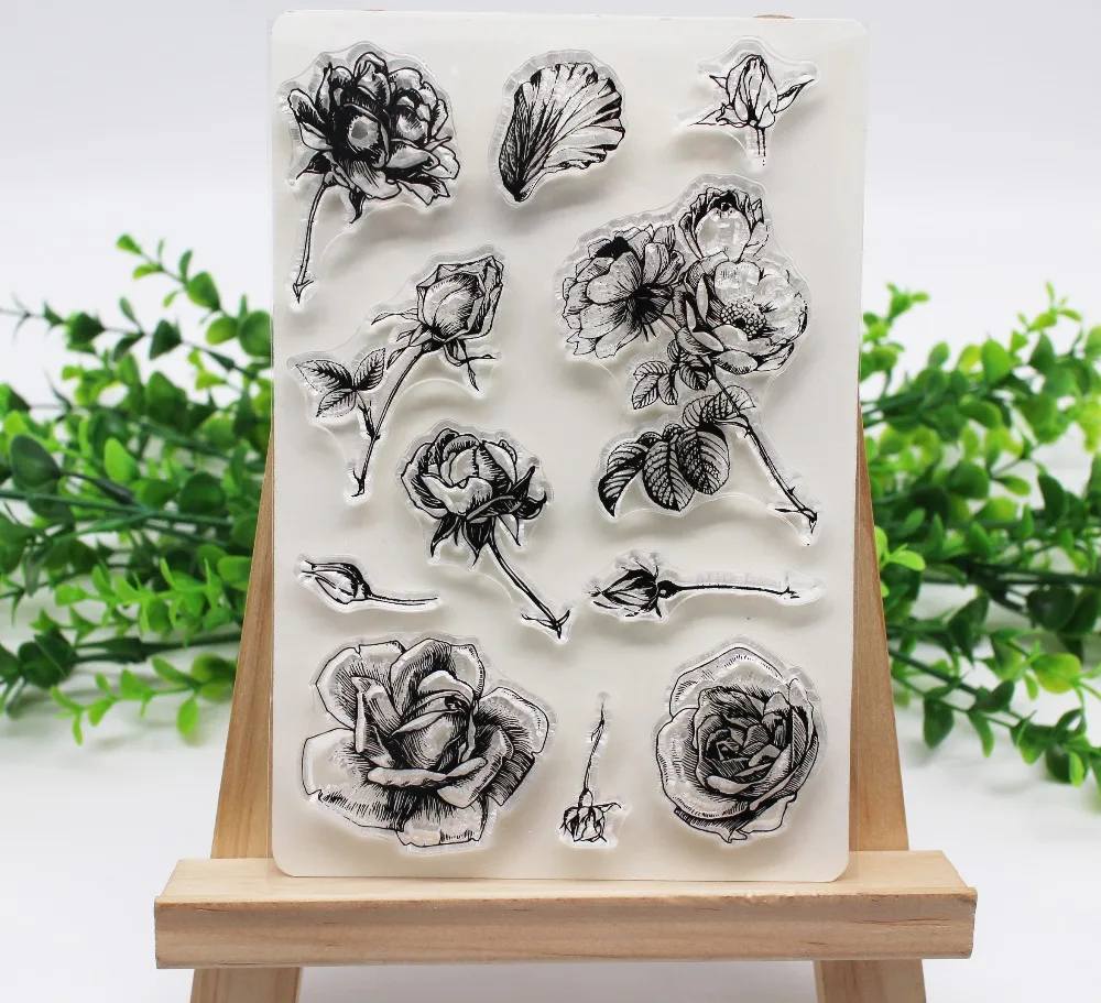 Листья/цветок/растения прозрачные штампы резиновые штампы печать для скрапбукинга альбом открытка изготовление ремесла штампы для украшения