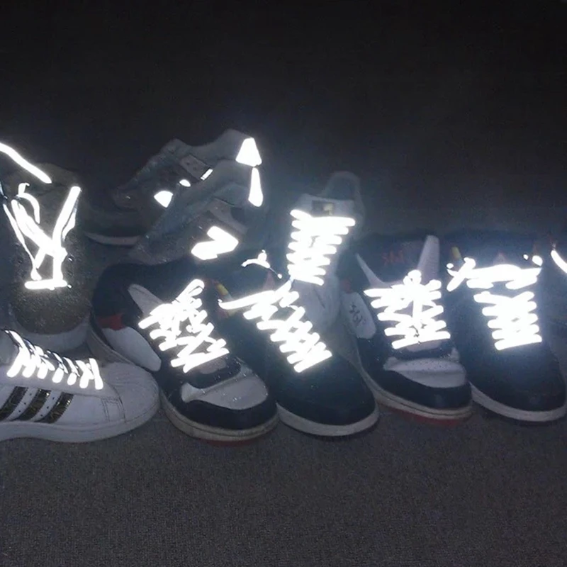 1Pair 3M Reflective Shoes laces Flat Sneakers Shoelaces Safety Luminous Glowing Shoelaces Running Shoe lace Kids Adult 120cm
