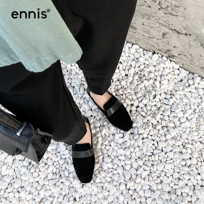 ENNIS/ г., женские кожаные лоферы Женская замшевая повседневная обувь на плоской подошве Милая модная дизайнерская женская обувь на плоской подошве с круглым носком, C909