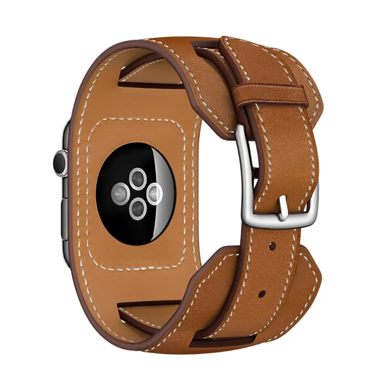 FOHUAS Роскошные удлиненные пояса из натуральной кожи группа двойной тур Браслет Кожаный ремешок для Apple Watch 38 мм 42 в наличии
