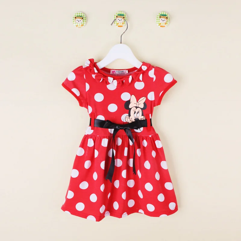 

2017 New summer dress Minnie Dress girls clothes printing dot sleeveless dress girl fashion DS8