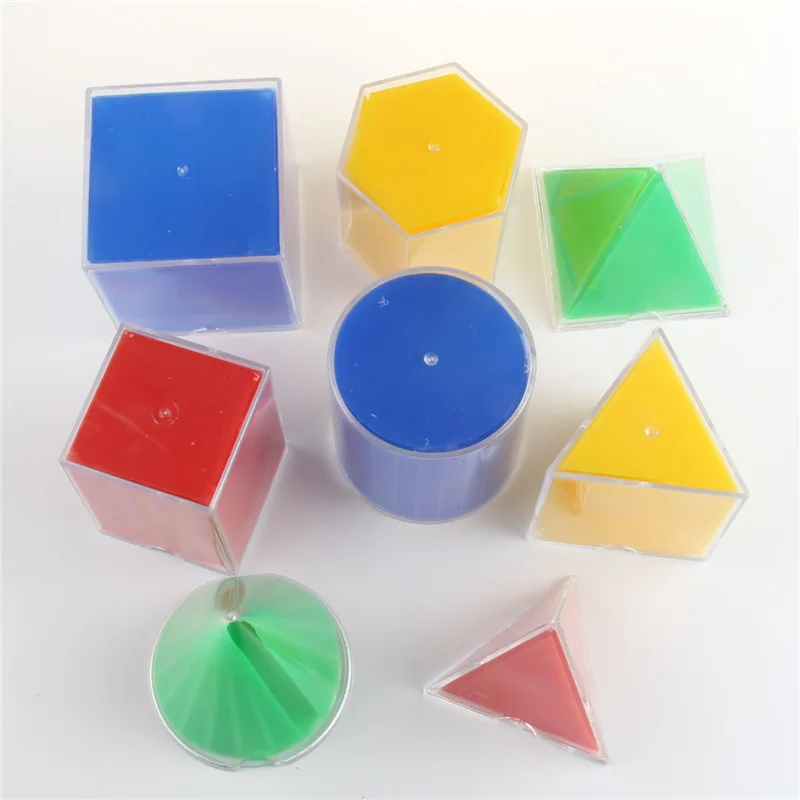 8 шт./компл. Геометрическая поверхность расширения области модель конус цилиндр призма, Пирамида кубом Cube геометрический Форма модель наборы дети математическая игрушка