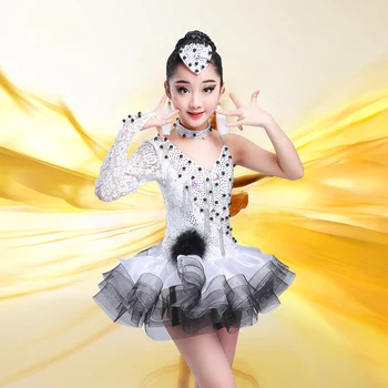 

New high quality children's Latin dance skirt girls costumes summer performance competition practice clothes children
