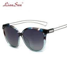 LianSan Ретро кошачий глаз поляризационные женские солнцезащитные очки Золотые женские винтажные мужские люксовый бренд дизайн сплав драйвер Мода черный LSPZW073