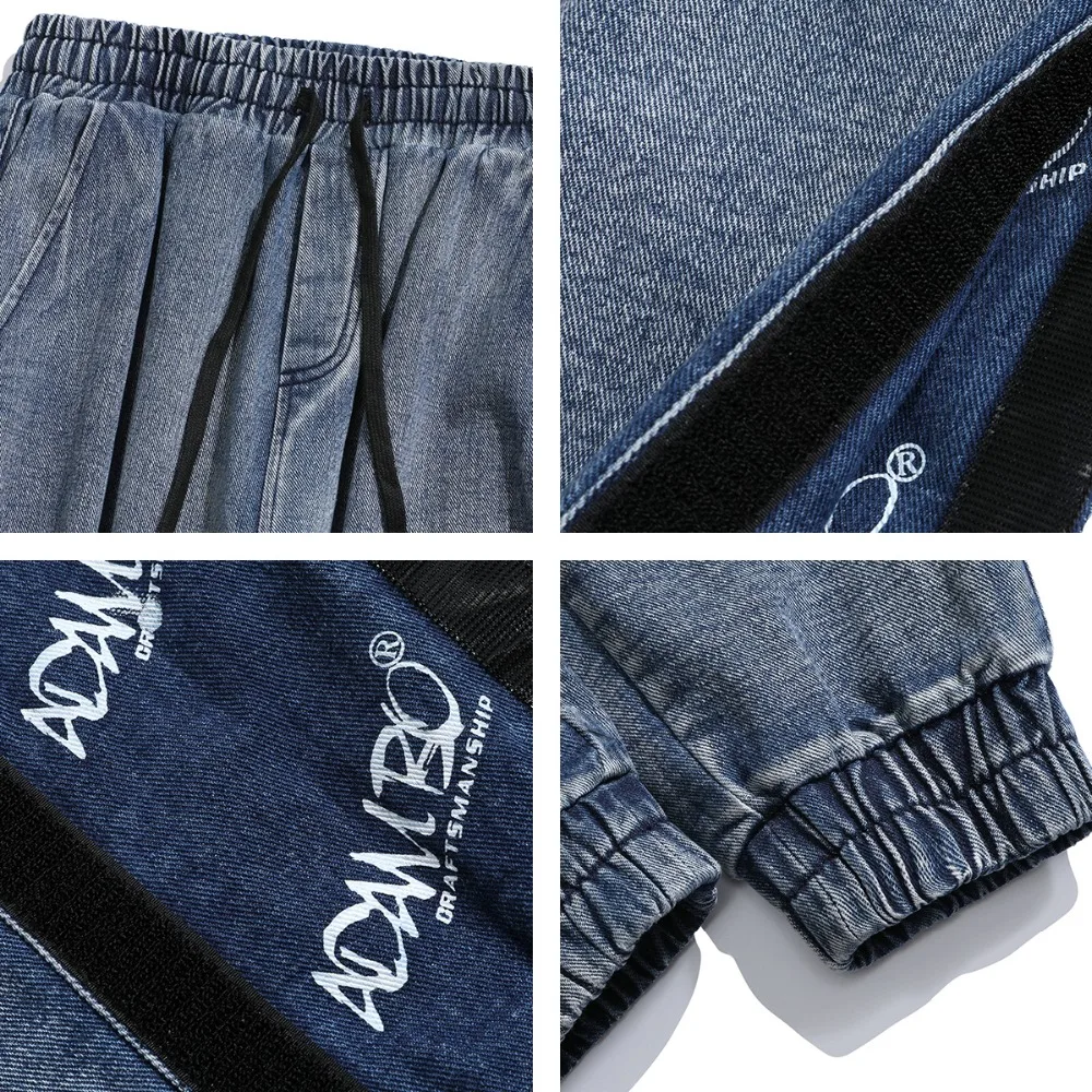 Kopen Hip Hop Jeans Brief Afdrukken Broek Losse Enkel Gestreepte Broek Westerse Stijl Casual Mode Mannen Broek High Street Jeugd