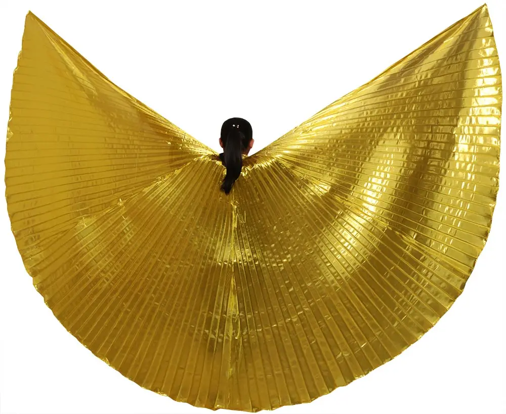 1 шт. женский танец живота Isis Крылья для восточных танцев аксессуары для египетских индийских танцев Isis крылья для выступлений крыло без палки - Цвет: Gold