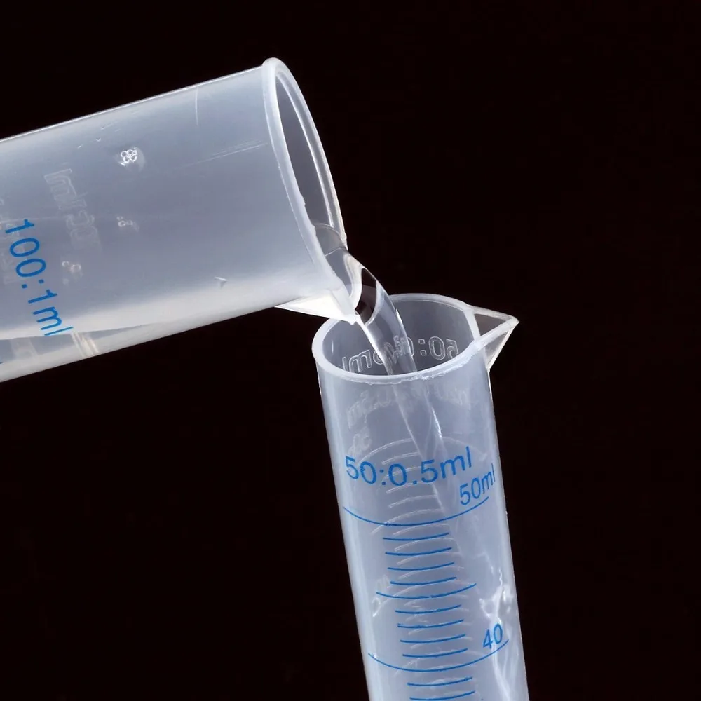 4pcs Mixed size 10ml,25ml,50ml,100ml,Plastic Measuring Cylinder Graduated Cylinders