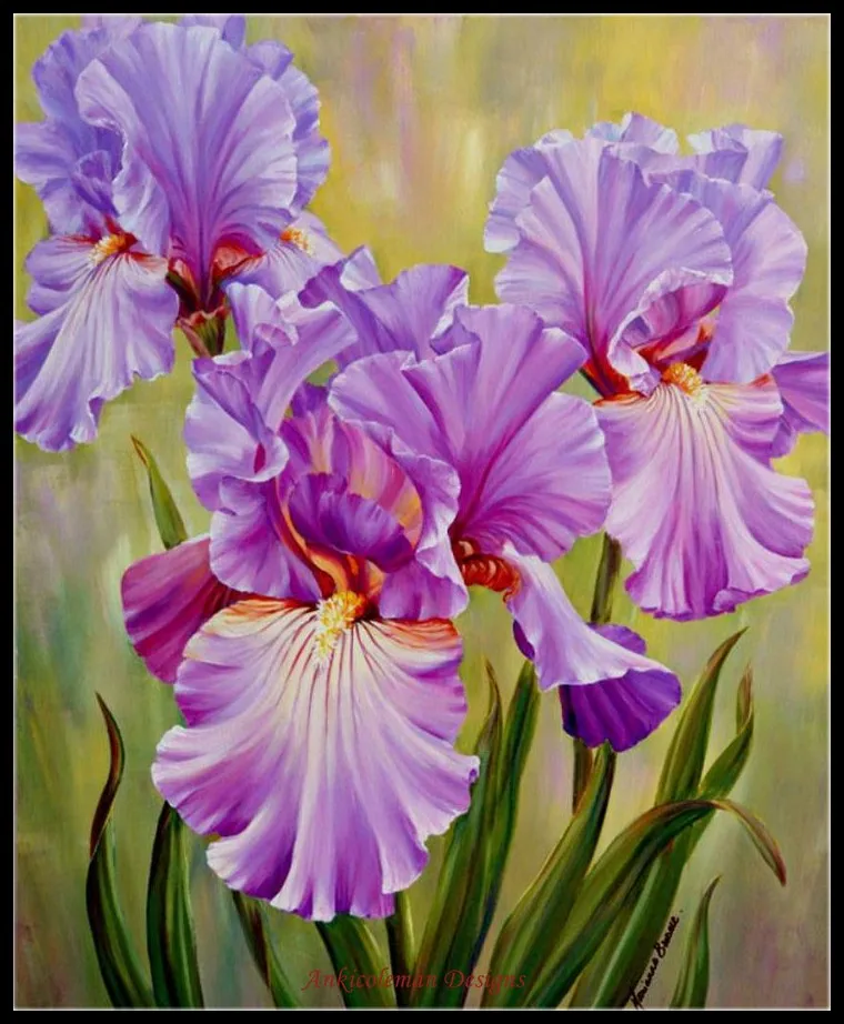 

Embroidery Counted Cross Stitch Kits Needlework - Crafts 14 ct DMC Color DIY Arts Handmade Decor - Pink Iris