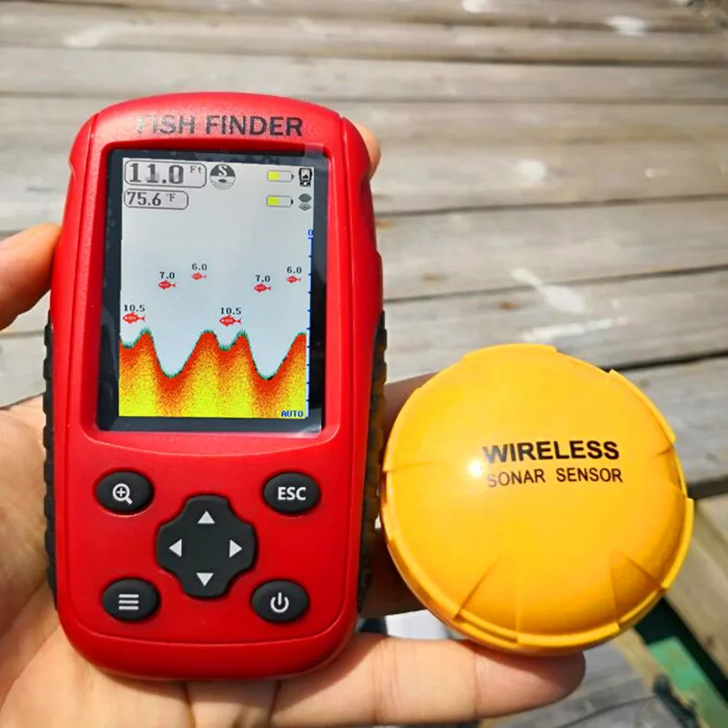 Echosonda FFW718 ulepszony akumulator i kolorowy bezprzewodowy przenośny lokalizator ryb 40 M/120FT Alarm głębokości sonaru Ocean River Lake Echosonda FFW718 ulepszony akumulator i kolorowy bezprzewodowy przenośny lokalizator ryb 40 M/120FT Alarm głębokości sonaru Ocean River Lake