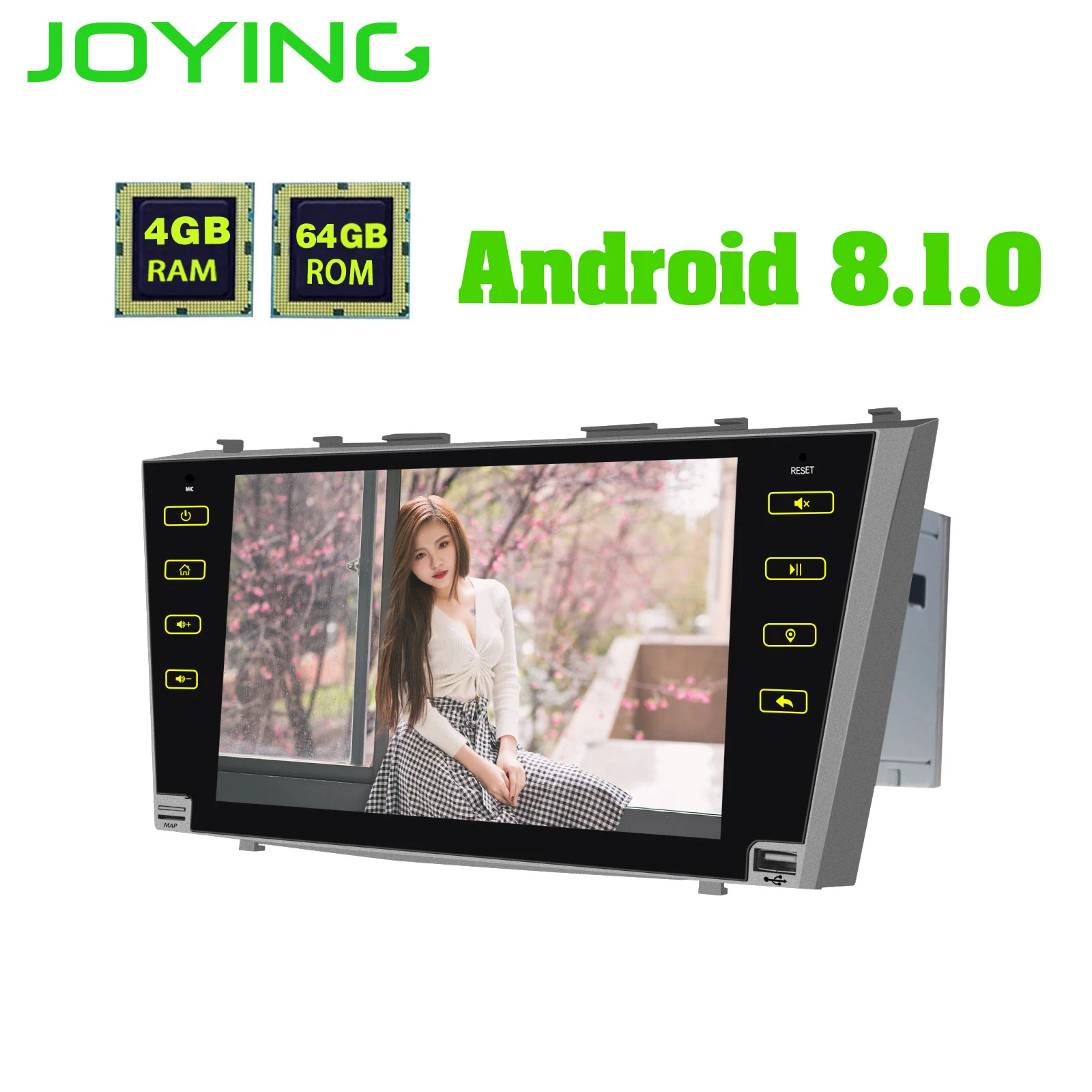 Perfect Joying 9" Android 8.1 Car Radio Multimedia Player for Toyota Camry/Aurion 2007 2008 to 2011 2 Din 4G RAM Car GPS Stereo WIFI DVR 4
