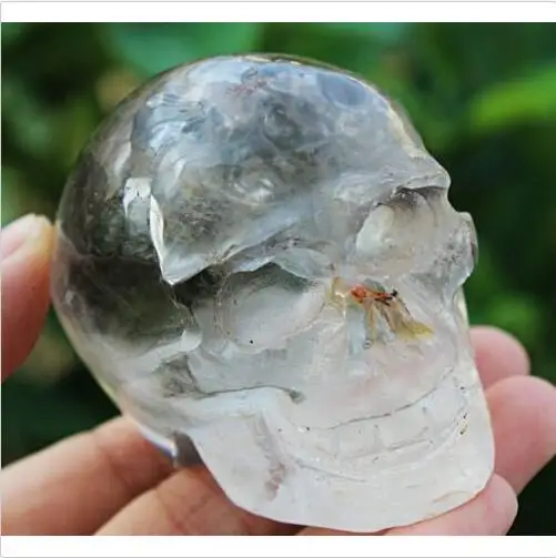 218 g white hand-carved crystal skull