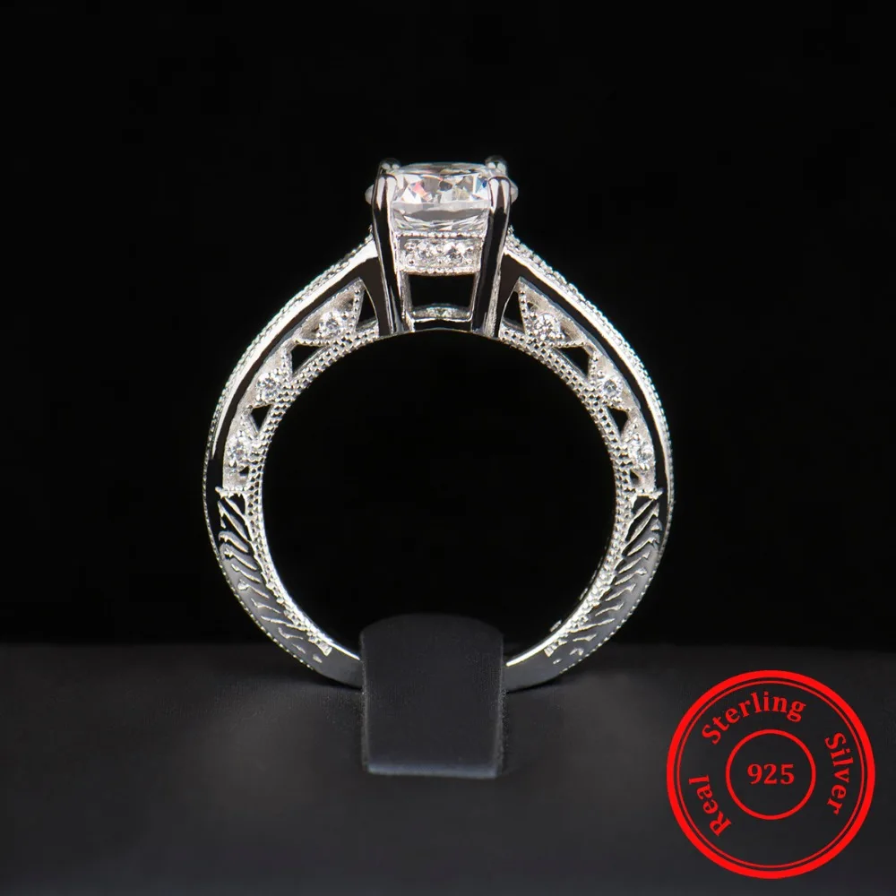 

Fashion Luxury Hollow out Wedding Jewelry Rings Solid 925 Sterling Silver Ring Engagement For Women 2Ct 10 Hearts Arrows Zircon