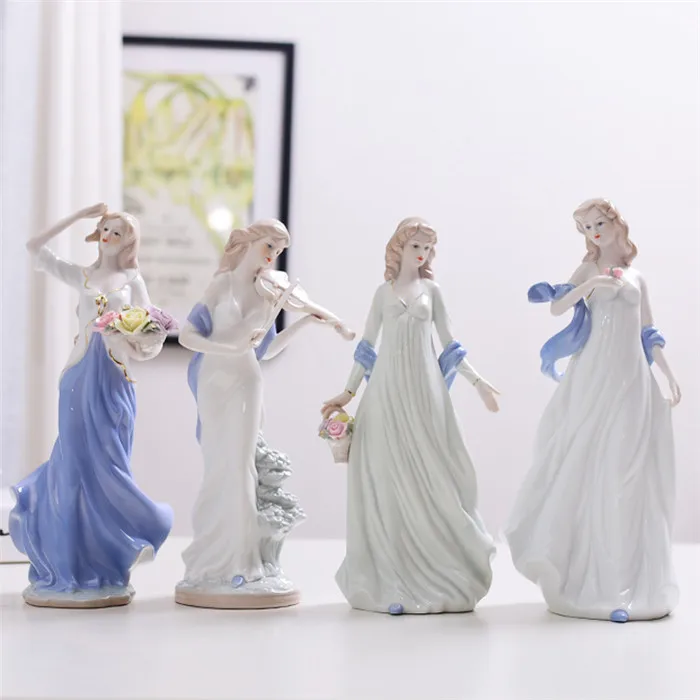 

handmade fine porcelain figurine elegant western female miniature characters ornaments exquisite ceramic modern home decorations