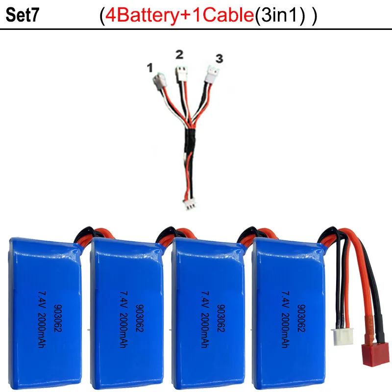 Высокое качество 7,4 в 2000 мАч 2S Lipo Батарея для WLtoys A959-B A969-B A979-B K929-B RC пустыни для грузовых автомобилей, обновление Запчасти Батарея - Цвет: Set7