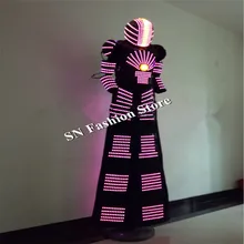 QZ07 RGB change color LED Robot Costume Nightclubs Party LED Clothing Light suits singer dance stage