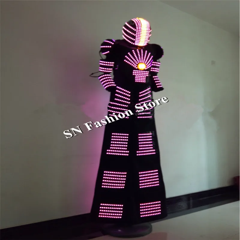 QZ07 RGB change color LED Robot Costume Nightclubs Party LED font b Clothing b font Light