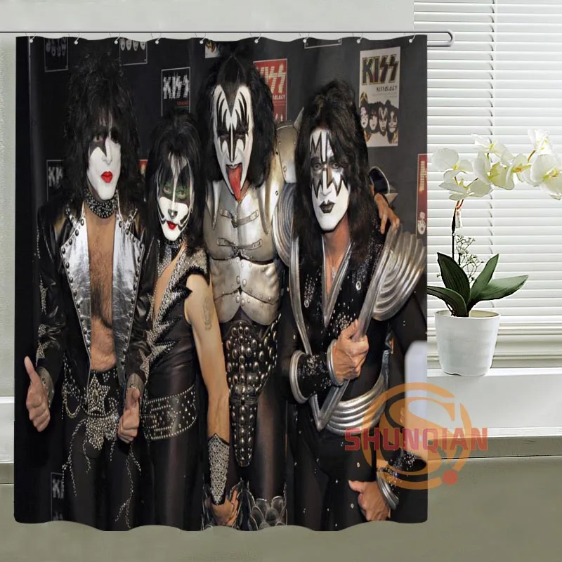 Kiss Band Лидер продаж занавеска для душа на заказ создать дизайн свой собственный полиэстер ткань водостойкие крючки ванная комната шторы s подарок - Цвет: Армейский зеленый