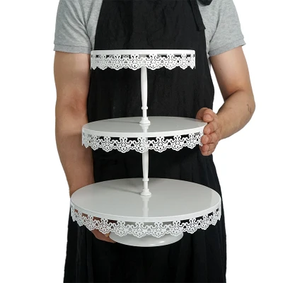 3 layers SWEETGO прополка торт стенд 1 шт кекс лоток Кружевной Край Торт Инструменты украшение дома десерт стол украшения вечерние поставщики - Цвет: 3 layers