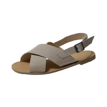 

Shoes women 2019 new fashion summer wild flat shoes super fire solid color buckle non-slip soft bottom sandals women