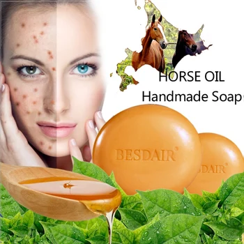 

Face Handmade Soap Remove Acne Oil Control Deep Cleaning Whitening Soap Health Skin Care Horse Oil Wash
