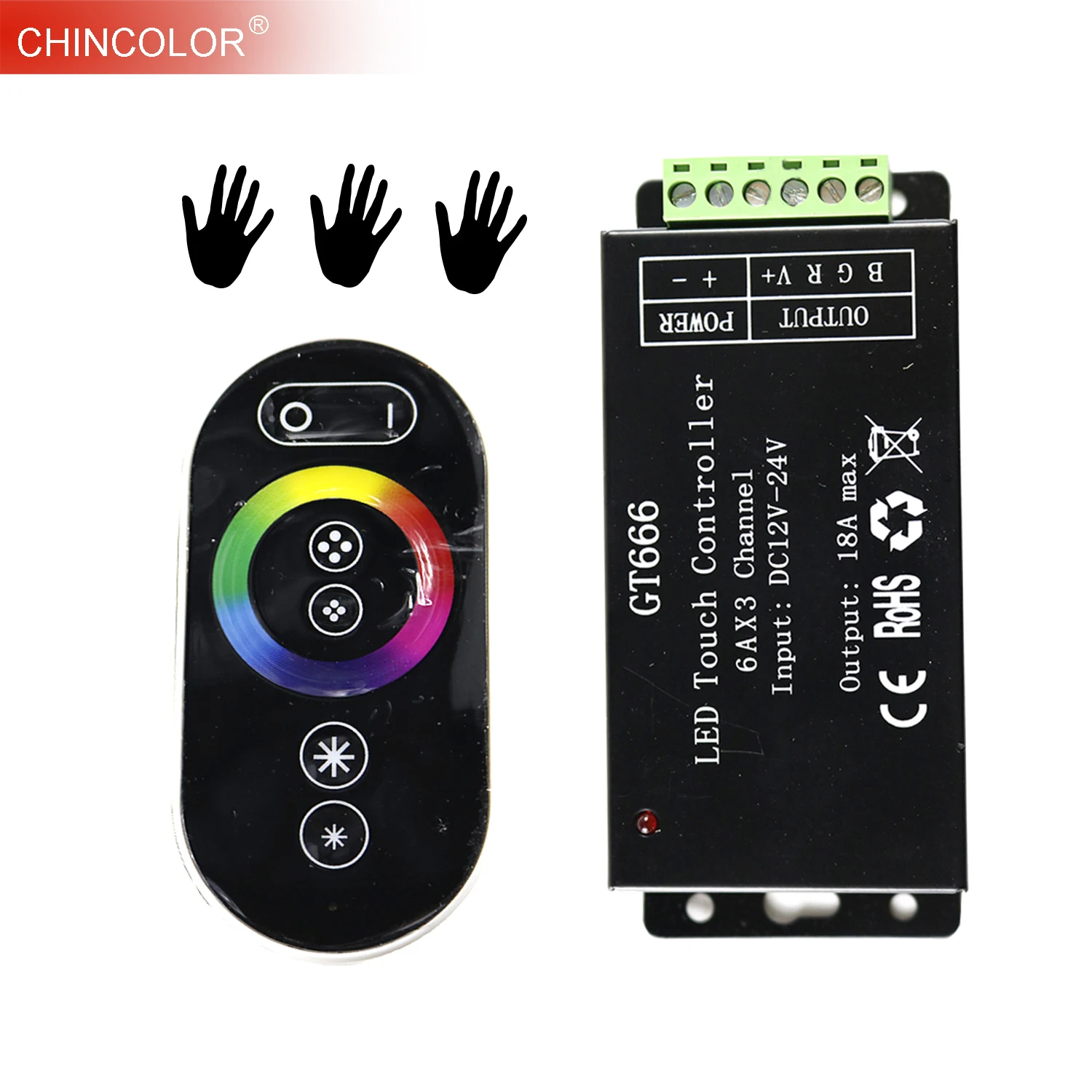 

Touch Led RBG Controller Dimmer GT666 DC 12-24V 6Ax3channel 18A for 5050 3528 2835 RGB Led Strip Light 6 Keys Fast Ship JQ
