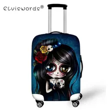 ELVISWORDS Cute Skull Girls Luggage Cover Suitcase Protective Bag Case Suit for 18-28 Inch Elastic Funny Luggage Tags Gift