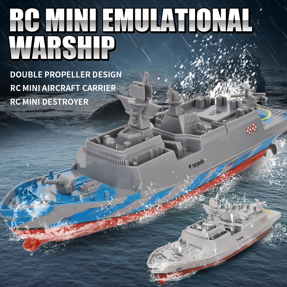 RC Boat Warship 2.4GHZ Toys Remote Control Mini Electric Carrier Children Outdoors Water Speedboat Remote Control Toys