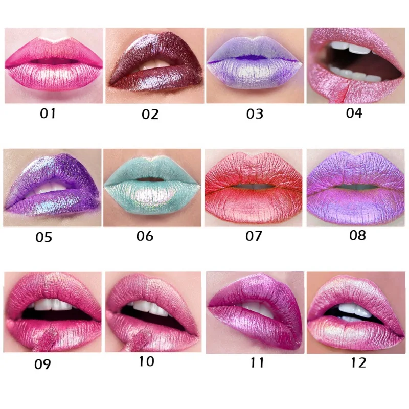 

Liquid Lipstick 12 Hot Sexy Colors Metallic Lip Paint Matte Lipstick Waterproof Long Lasting Lip Gloss Glitter Lipgloss