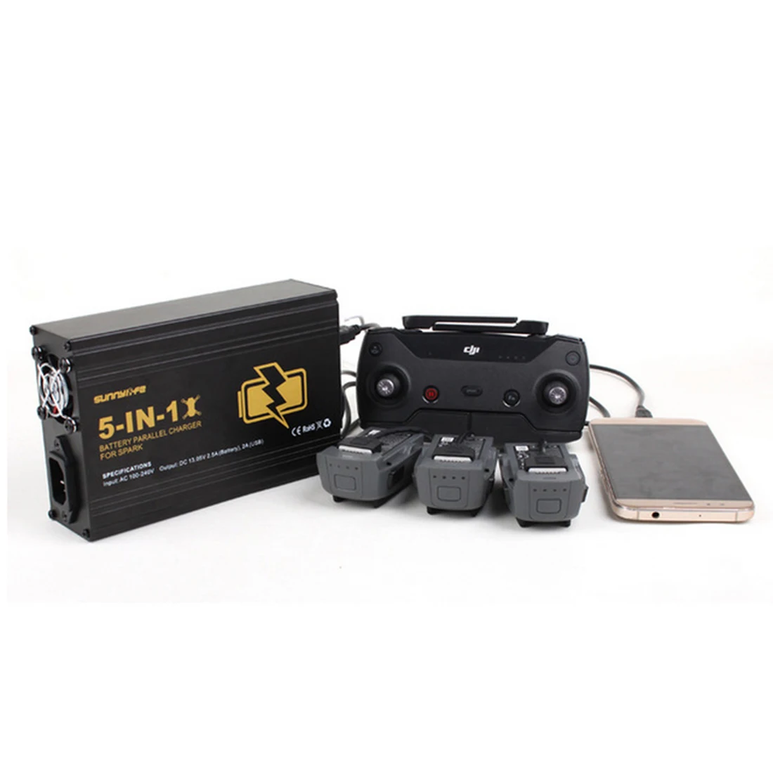 5 in1 Intelligent Battery Parallel Charger Remote Controller Dual USB Charger for DJI SPARK font b