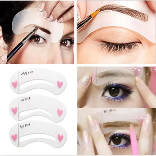 

3 Styles Grooming Brow Painted Model Stencil Kit Shaping DIY Beauty Eyebrow Stencil Make Up Eyebrows Styling Tool