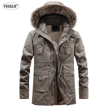 YWSRLM, осенне-зимняя куртка, мужские длинные куртки с капюшоном, парки, мужской тонкий съемный меховой воротник, шляпа, Теплая мужская куртка, QH98