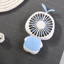 Портативный USB Перезаряжаемый охлаждающий мини-вентилятор с милым мультипликационным принтом, встроенный аккумулятор 800 мАч, 3 режима скорости, вентилятор, светильник