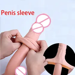 Мягкие Силиконовые пениса рукава Extender реалистичный пенис рукава многоразовые презервативы для взрослых секс-игрушки для мужчин Дик Lasting