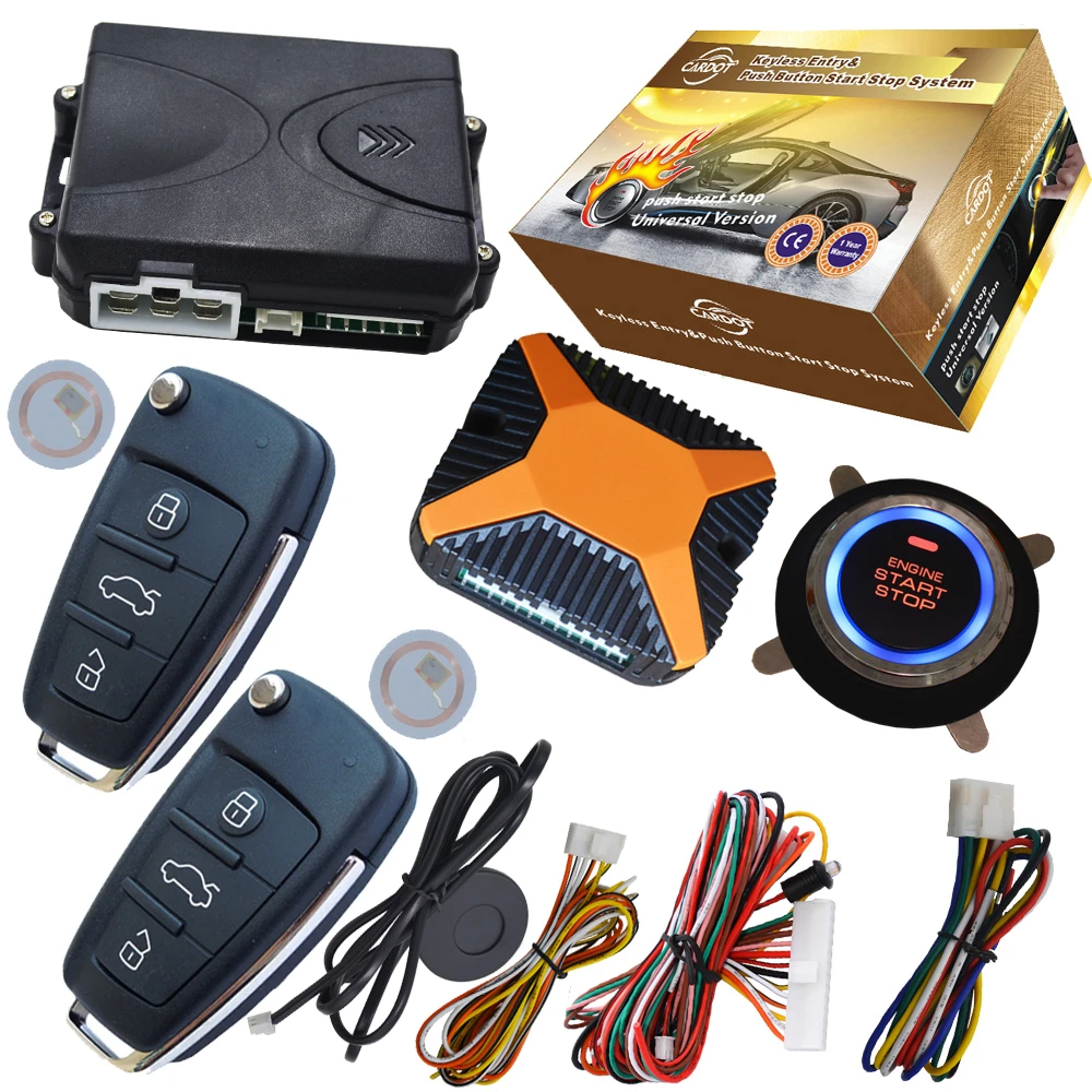 

flip key remote keyless entry central lock system remote start or stop engine by lock or unlock action without pke and car alarm