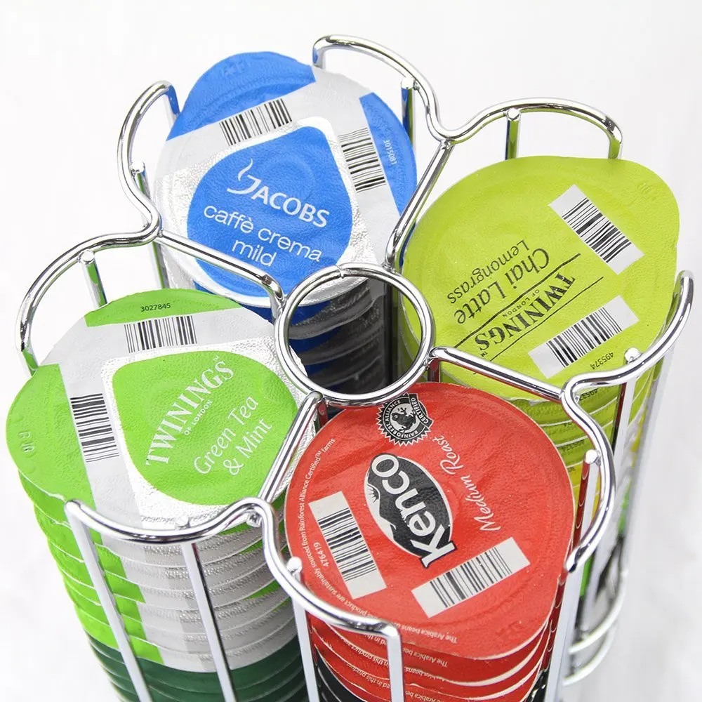 

Tassimo Capsules Top 32/52 Coffee Pod Holder Revolving Coffee Pod HolderStand Chrome Coffee Holder Stand Storage Coffeeware Sets