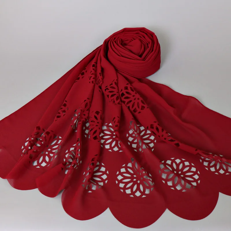 new brand women laser cut flower bubble chiffon shawls big size fashion