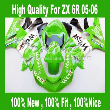 

ABSNINJA ZX 6R 636 fairing FOR KAWASAKI ZX 6R 05 06 ZX-6R 636 05 06 ZX6R ZX 6R 2005 2006 ABS fairing kits WEST Green white
