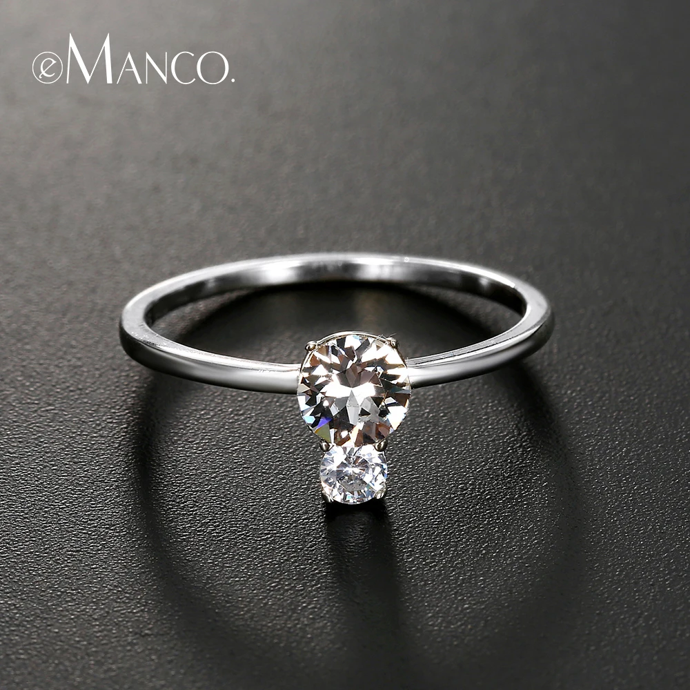 

e-Manco Simple 925 Sterling Silver Rings For Women Zircon Minimalist Finger Rings Charm Wedding Rings Fine Jewelry