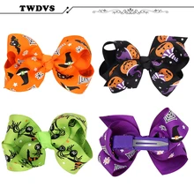 TWDVS Halloween Style Newborn Bow Knot Hair Clip Pumpkin Head Hair Band Kids Headband Elasticity Accessories