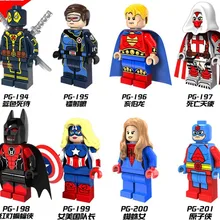 120 шт. pg8056 8055 Super Heroes Дэдпул Циклоп Hyperion красный свет Бэтмен женский Капитан Америка женщина-паук Конструкторы Игрушечные лошадки