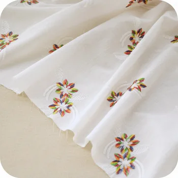 High Quality Embroidered Cotton Lace Fabric Colorful Floral Embroidery Lace Fabrics for Patchwork Sew Dress Skirt Doll