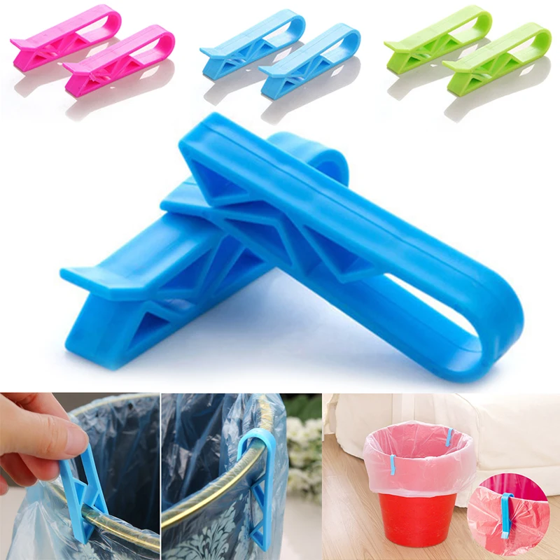 

2Pcs Universal Garbage Bag Clip Trash Can Slip Clip Household Storage Box Clip Random Color