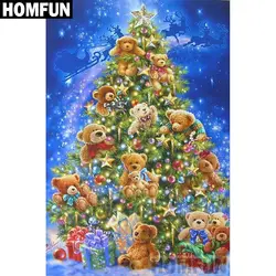 HOMFUN полный квадратный/круглый дрель 5D DIY алмазная живопись "Рождественский медведь" вышивка крестиком 5D домашний Декор подарок A02384