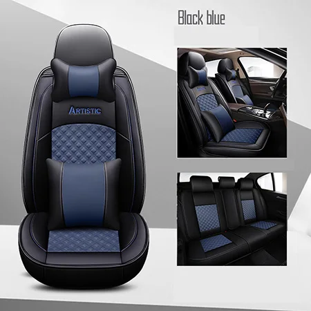 Новые кожаные универсальные чехлы для автомобильных сидений для hyundai solaris tucson creta getz i30 i20 accent ix35 аксессуары Чехлы для подушек - Название цвета: bLue Luxury