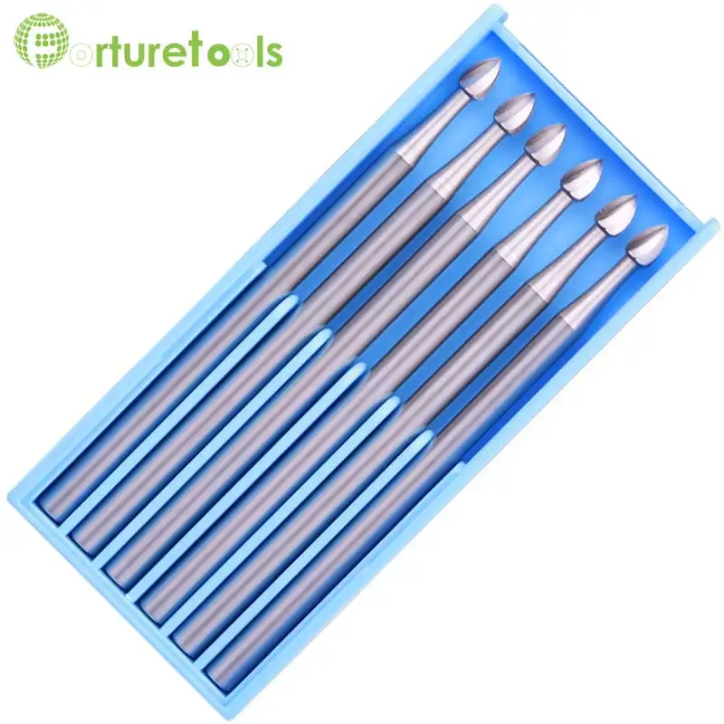 6pcs type C tungsten carving tools Router Bits dremel Rotary hand tools for jewelry head 1.0~2.3mm Shank dia 2.35mm TZ66