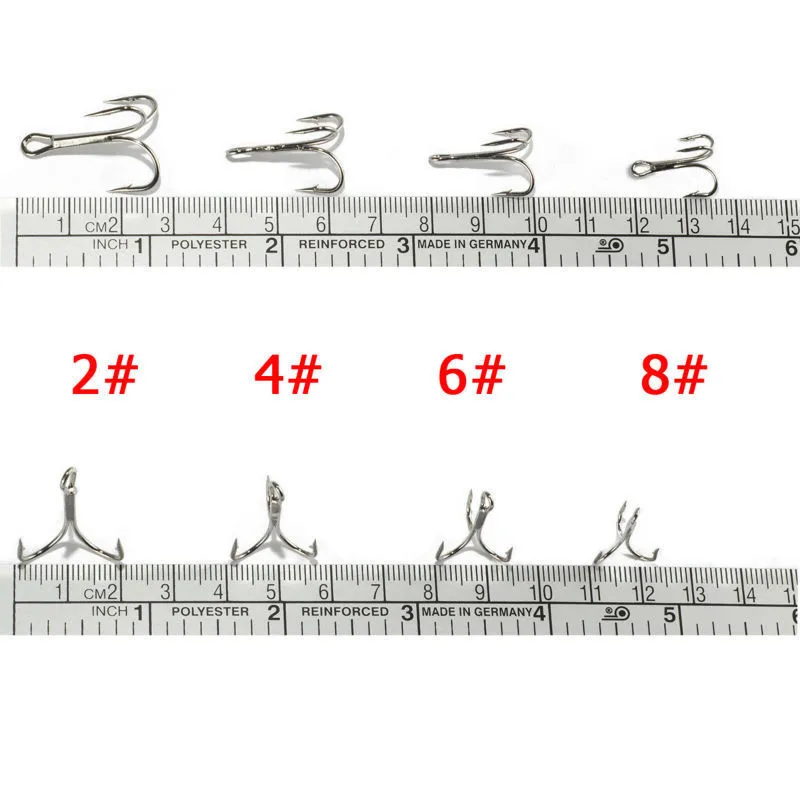 20 шт./лот 2#4#6#8# рыболовный крючок из высокоуглеродистой стали тройные Крючки рыболовные снасти 3 цвета рыболовное оборудование ZB45