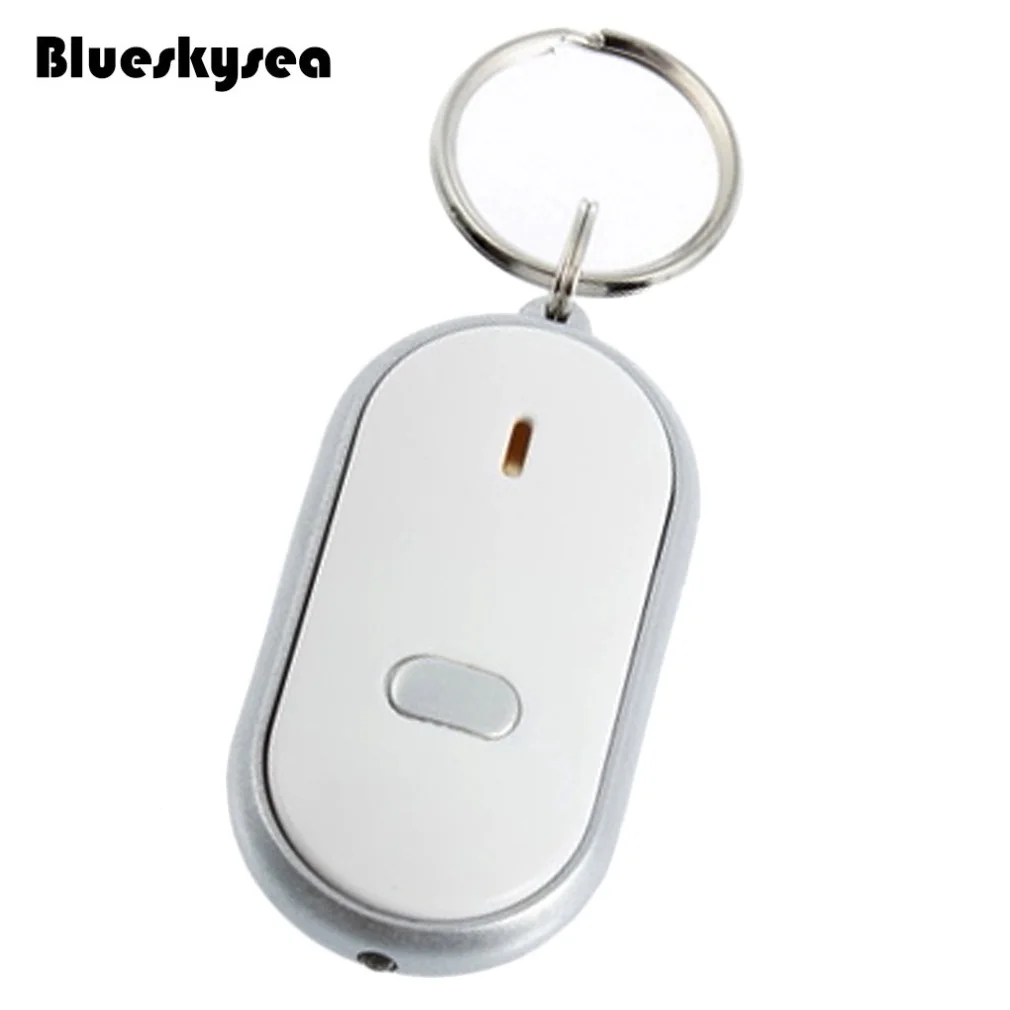 

Blueskysea Multi-function Tracker LED Torch Light Sound Control Lost Key Finder Locator Keychain White Keyring