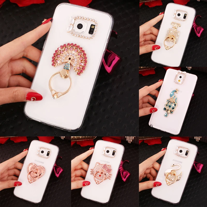 Finger Ring Diamond Phone Cover Case For Samsung Galaxy J8 J5 J7 J4 J6 Plus J3 J2 J1 2018 2017 2016 Soft silicone Cases |