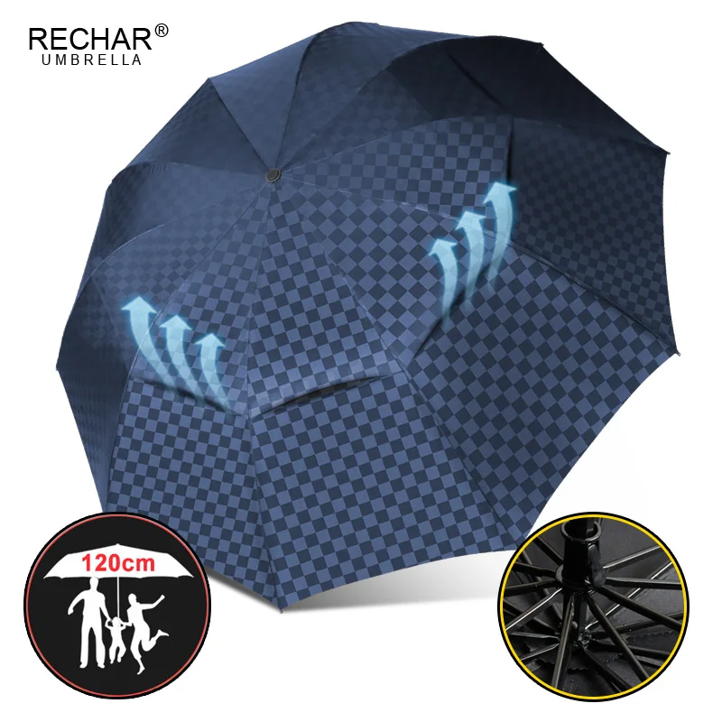 120 см двойной ручной большой зонтик, женский ветрозащитный сетчатый 4 складной деловой мужской зонтик, большой семейный дорожный зонтик Paraguas